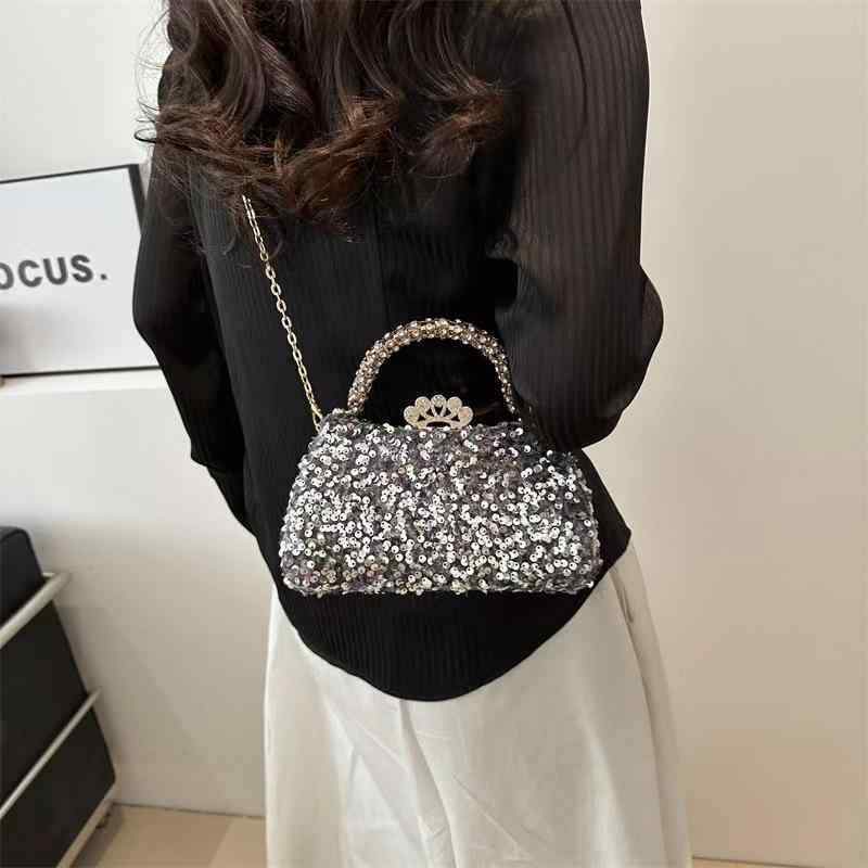 結婚式 パーティー バック レディース おしゃれ ハンドバッグ 普段使い スパンコール キラキラ 女性 輝く 斜め掛け ショルダー 大人