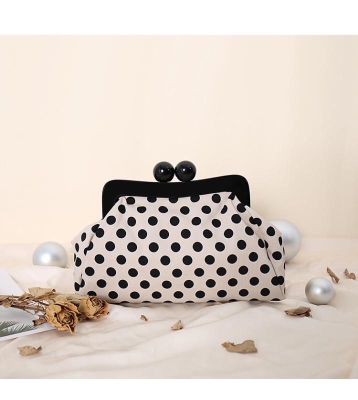 バッグ レディース オシャレ パーティー お呼ばれ ニッチ 水玉 アクリル クリップ
