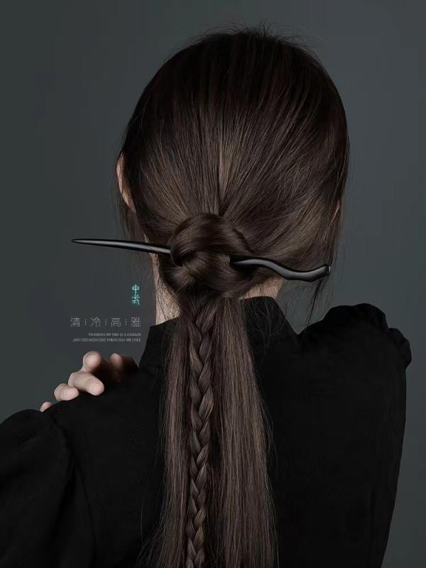 楽天フロントップ楽天市場店かんざし 一本挿し 黒檀 ヘアアクセサリー レトロ 普段使い シンプル モダン 木製 コスプレ チャイナ風 漢服 着物 アップスタイル 耐久性 まとめ髪 ダークカラー