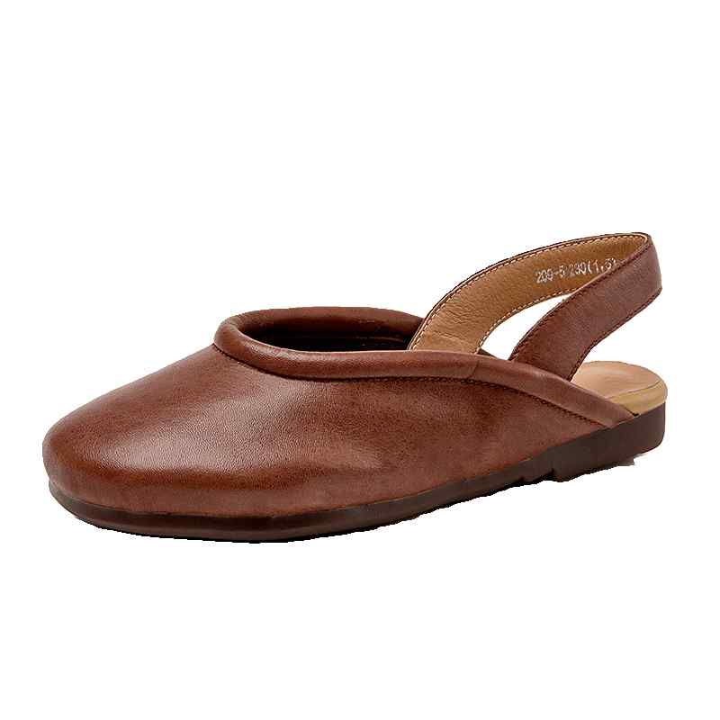 サンダル レディース おしゃれ 牛革 柔らかい 快適 女性用 ぺたんこ 歩きやすい バックル カジュアル レザー PVC フラット ローヒール 普段使い お出かけ 無地 シンプル レトロ 茶色