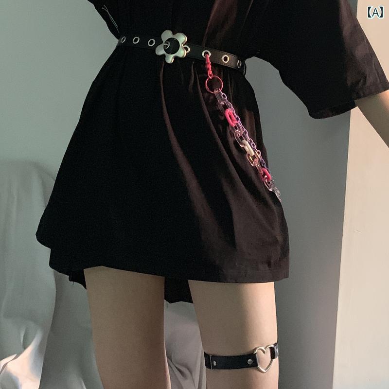 ベルト レディース バックル ウエスト 金具 装飾 アクセサリー おしゃれ シンプル 花 ジーンズ パンツ スカート 合金 PU 外出 普段使い 韓国