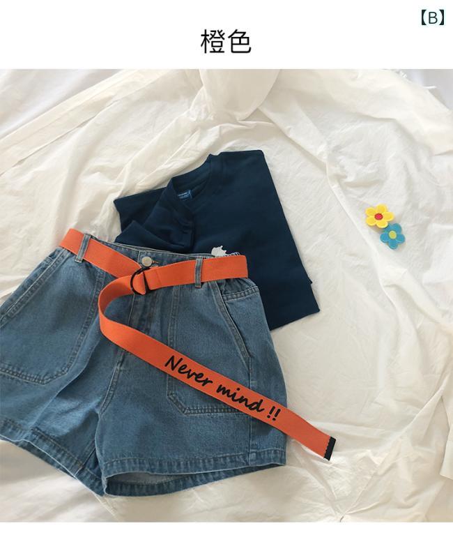 ベルト レディース メンズ 男女兼用 ウエスト バックル 金具 装飾 カジュアル 英字 ジーンズ パンツ ズボン キャンバス 外出 普段使い 紫 オレンジ 3