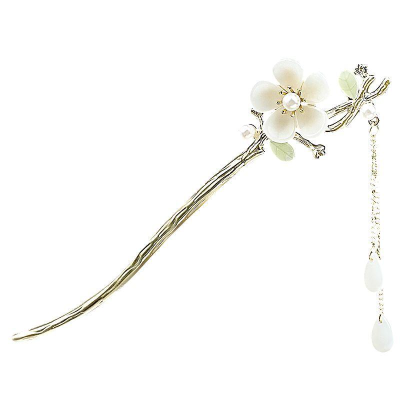 かんざし 一本 大人 レディース 上品 ヘアアクセサリー ピン 花 チェーン ビーズ 合金 チャイナ風 レトロ 韓服 まとめ髪用 おしゃれ