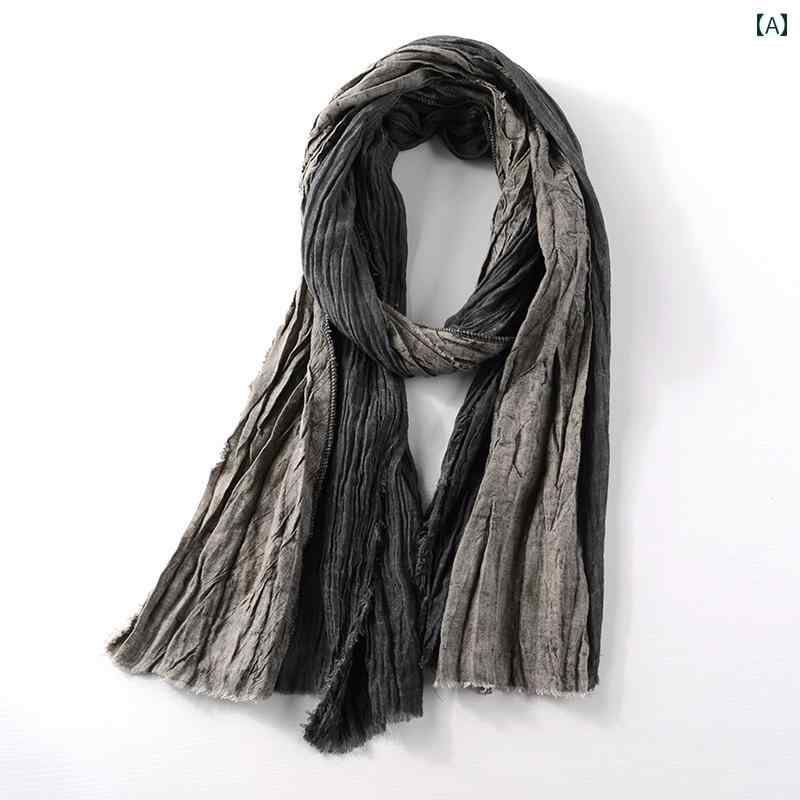 メンズ ストール 春秋冬 ヴィンテージ風 コットン リネン 首 防寒 保温 ワンポイント アクセサリー 小物 シニア 紳士 父の日 プレゼント カジュアル スタイリッシュ おしゃれ グレー