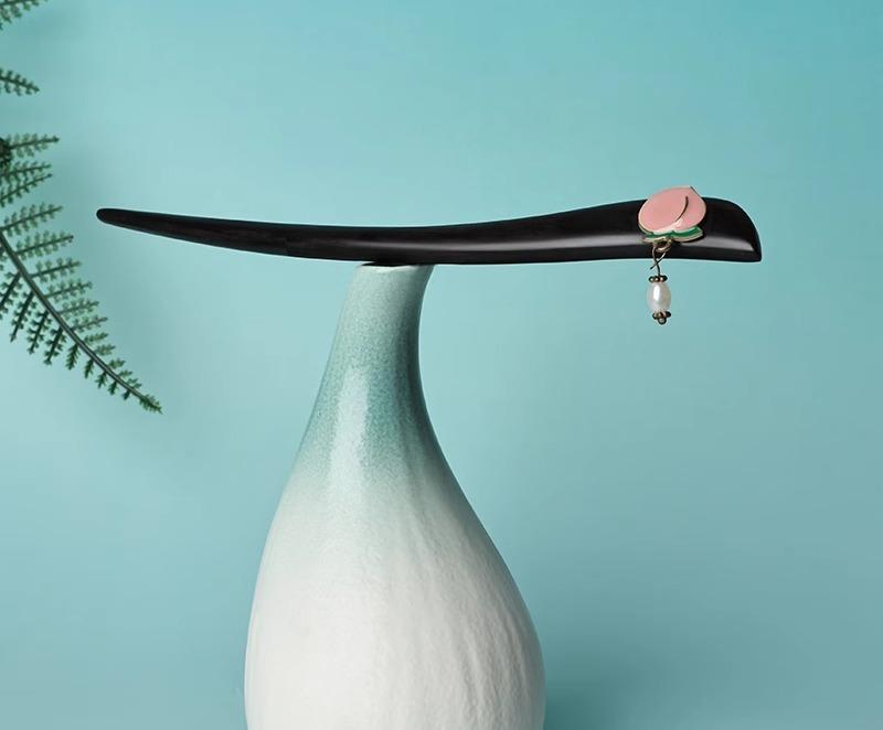 かんざし 一本 大人 レディース 上品 ヘアアクセサリー ピン まとめ髪用 普段使い シンプル 韓服 チャイナ風 檀木 桃 ビーズ おしゃれ