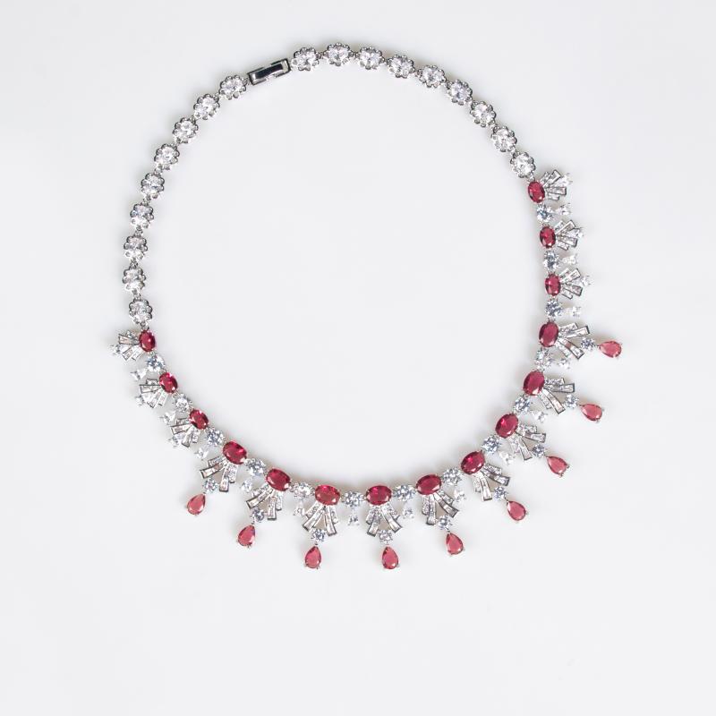 ドレス アクセサリー レディース 夏 水滴型 キュービック ジルコニア ネックレス ピアス 2点セット キラキラ 揺れる 合金 上品 おしゃれ パーティー 白 赤 黄