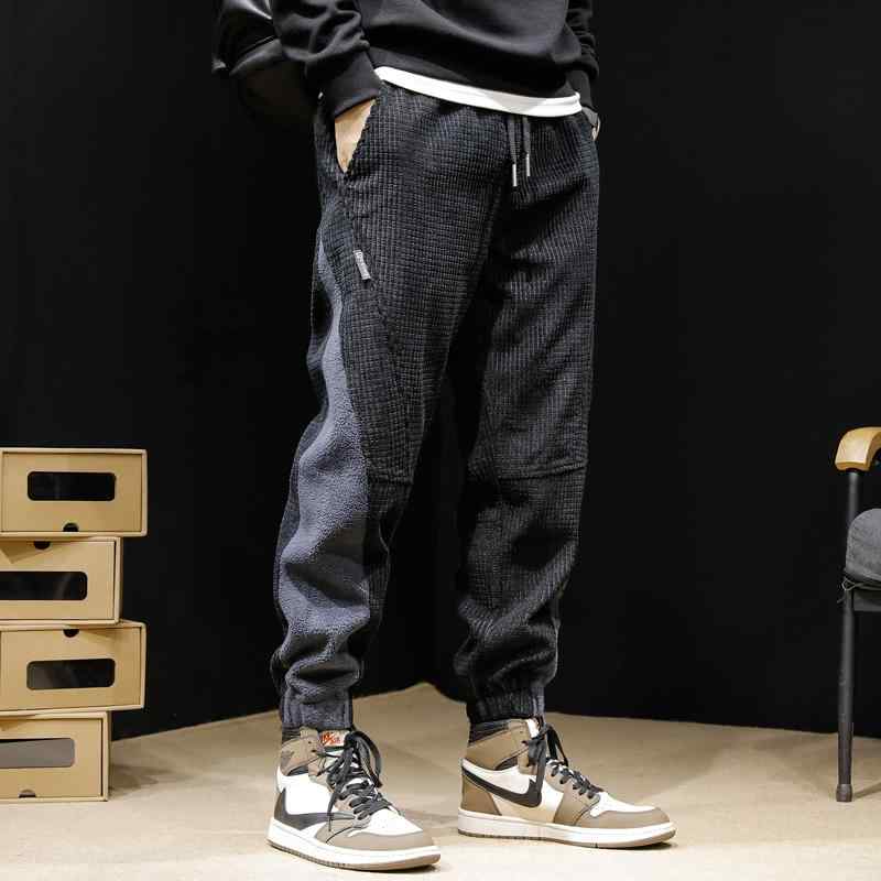 ジョガー パンツ メンズ 男性 紳士 大きいサイズ 秋冬 厚手 暖かい コーデュロイ カジュアル 普段使い スポーツ ルーズ ゆったり グレー 黒 ドロスト ポケット