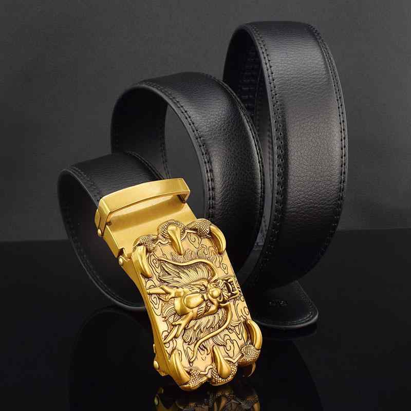 ベルト メンズ 革 レザー 自動バックル 合金 ゴージャス レトロ 龍 ドラゴン 個性的 フォーマル ビジネス スーツ パンツ プレゼント 誕生日 父の日 おしゃれ 赤 緑 青