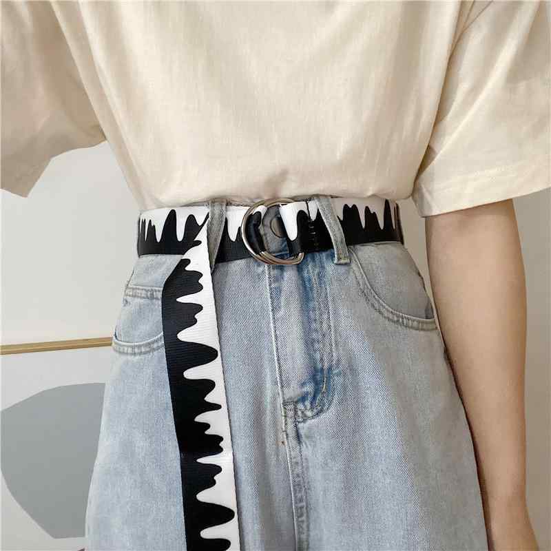 ベルト レディースおしゃれ 穴なし 長め 太い 夏 牛 柄 キャンバス パンツ 男性用 装飾 カジュアル 個性的 アクセサリー 白 黒