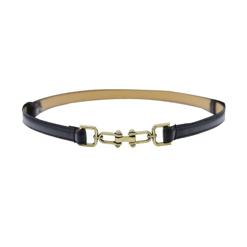 ベルト レディース PUレザー 細い 長さ調節 韓国 フック バックル 合金 ジャケット シャツ デニムパンツ ウエストマーク 引き締め おしゃれ 黒 細