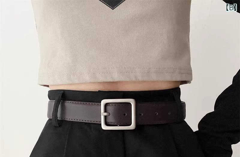 ベルト レディース 牛革 ワンポイント アクセサリー 装飾 小物 ジーンズ スカート パンツ シンプル オフィス カジュアル おしゃれ 黒 茶 カーキ