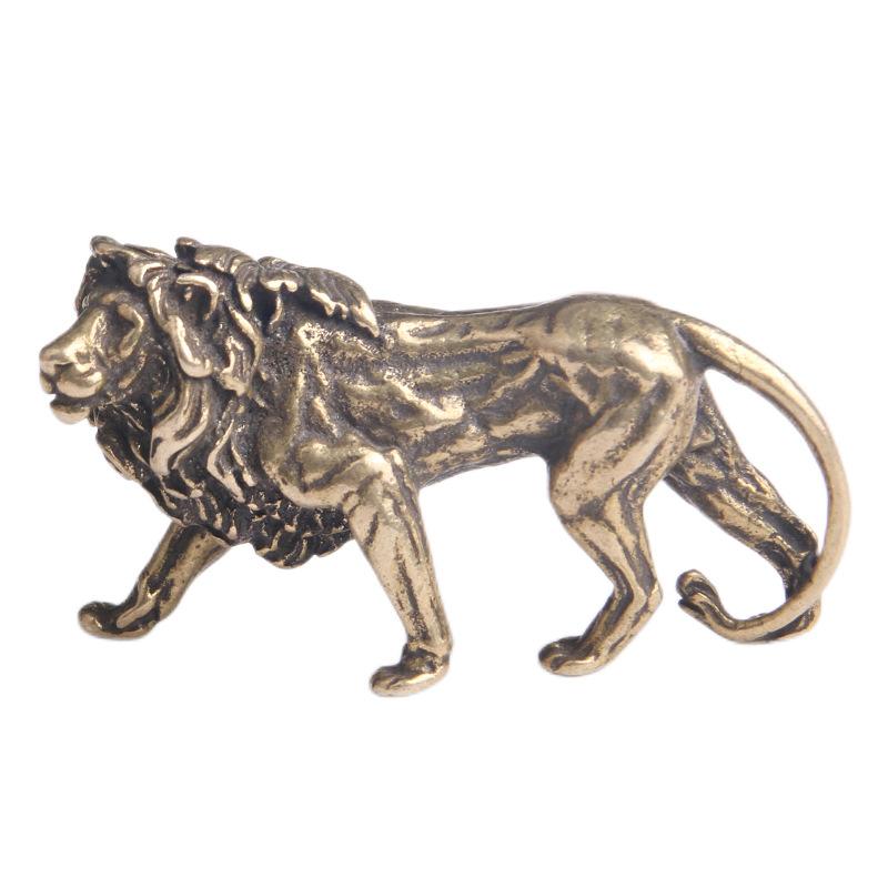 インテリア オブジェ 置物 真鍮 ライオン 小さめ 装飾 キーホルダー ペンダントトップ 雑貨 コレクショ..