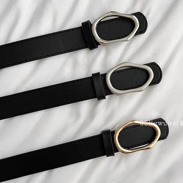 ベルト おしゃれ ユニセックス PUレザー マット 光沢 ゴールド 合金 バックル ジーンズ スラックス ウ..