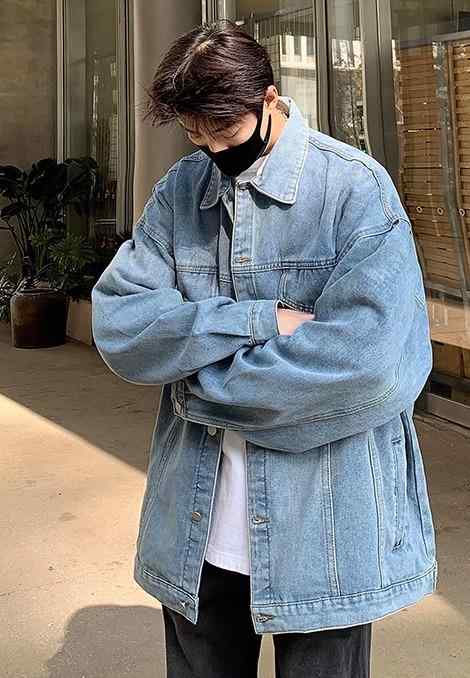 樂天商城 - ジャケット メンズ デニム 春秋 長袖 アウター ヴィンテージ風 ウォッシュ加工 大きいサイズ ゆったり シンプル カジュアル おしゃれ 青 黒