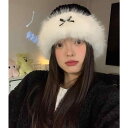 ニット帽 レディース 秋冬 ふわふわ ファー 柔らかい リボン ワンポイント 韓国 普段使い デート かわいい 防寒 厚手 暖かい 耳 カバー 小顔効果 黒 アイボリー
