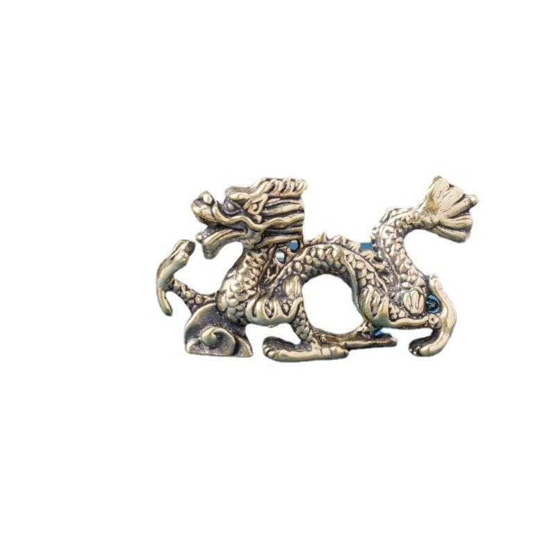 Ceystal Ornaments - インテリア オブジェ 置物 真鍮 卓上 小さい サイズ ホーム オフィス 干支 装飾 収集 工芸品 ヴィンテージ風 ゴールド ドラゴン 龍 かっこいい