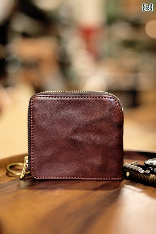 財布 レザー メンズ 大人 二つ折り レトロ ダメージ 柔らかい カードケース ファスナー 縦型 カジュアル シンプル 無地 おしゃれ 黄 茶 黒