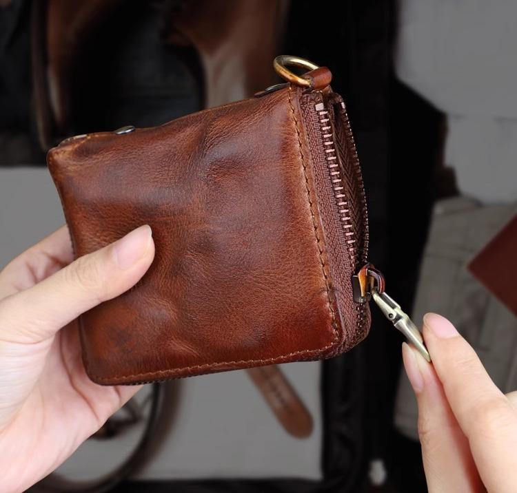 財布 レザー メンズ レディース 大人 ヴィンテージ風 ファスナー ボタン 小銭入れ カードケース カジュアル おしゃれ シンプル 黒 茶