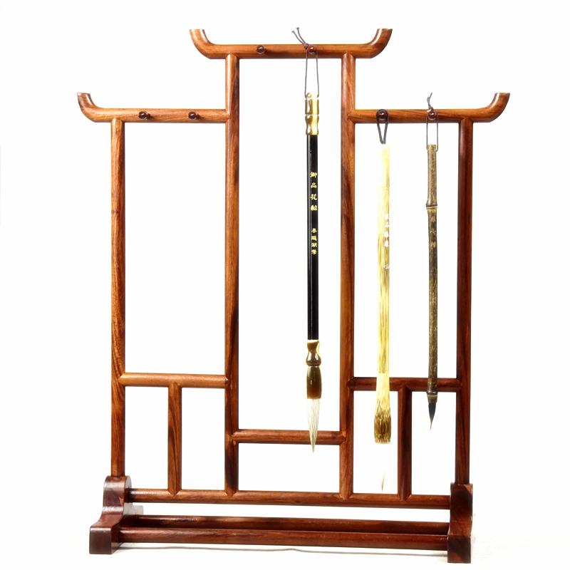 書道 筆掛け 習字 用品 文房具 美術 シンプル ペンホルダー おしゃれ ブラシ ハンギング 卓上 装飾 インテリア 収納 木材 吊り下げ 無地 茶色