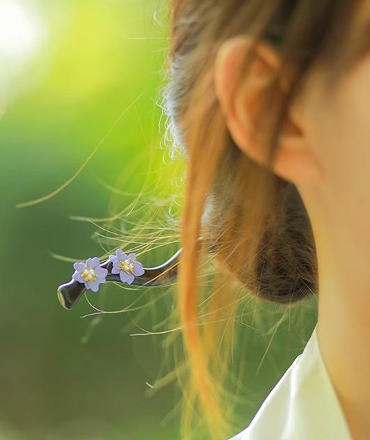 かんざし 一本 シンプル ヘアアクセサリー 髪飾り 緑 黒檀 木製 エボニー 木蓮 睡蓮 椿 ハナミズキ 花 おしゃれ なめらか レトロ 装飾 和装小物 ギフト