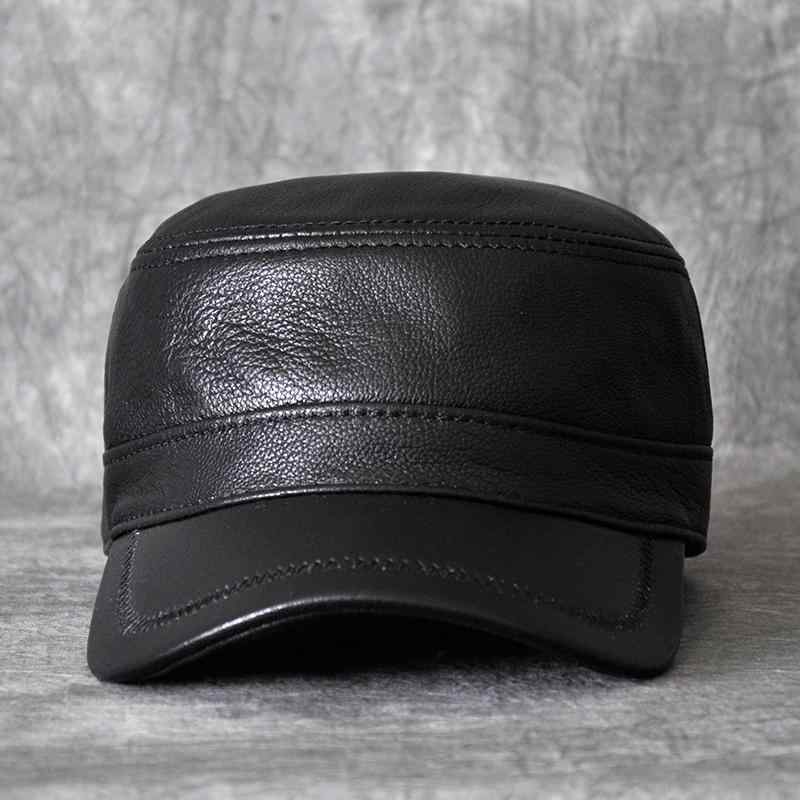 メンズ レザー キャップ シープスキン 牛革 秋冬 シニア フラット トップ 薄手 シンプル カジュアル 通気口 柔らかい 大きいサイズ ステッチ おしゃれ 普段使い レジャー 黒 茶 調節可能