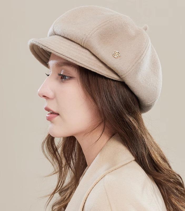 キャスケット レディース おしゃれ シンプル 女性 秋冬 大きいサイズ ウール 帽子