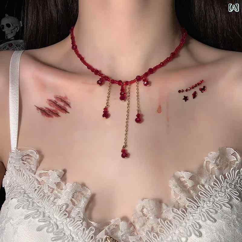 チョーカー レディース クリスタル ビーズ チェーン フリンジ 揺れる アシンメトリー ネックレス アク..