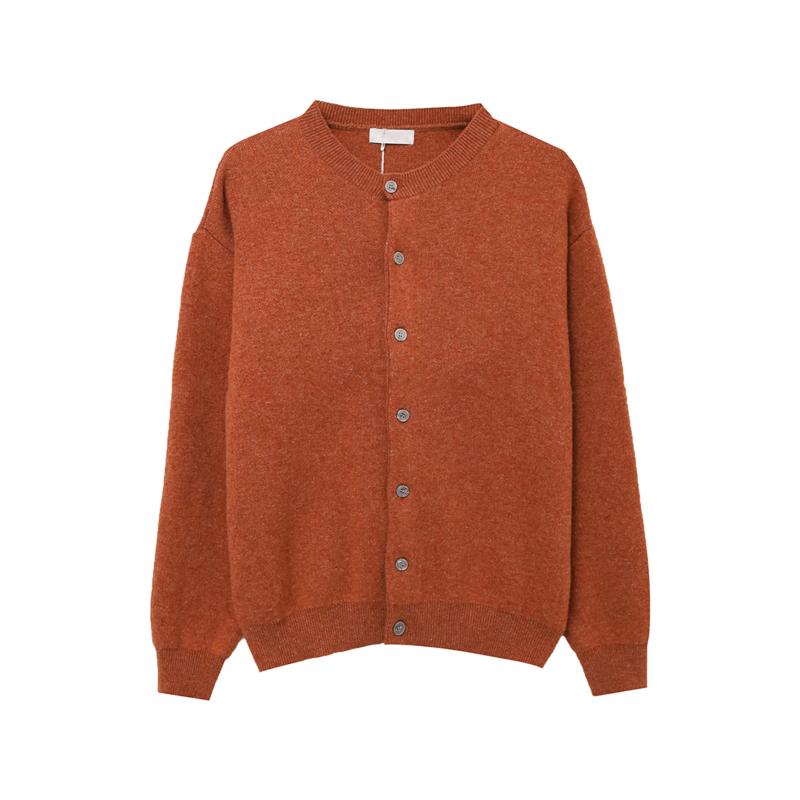 カーディガン メンズ おしゃれ ラウンドネック ニット 春秋 韓国 長袖 カジュアル シンプル セーター 緑 オレンジ 無地 トップス おでかけ 普段使い