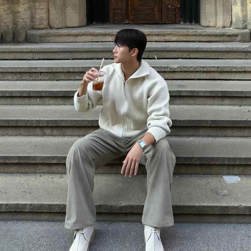 カーディガン メンズ 冬 ハイネック フルジップアップ ファスナー カジュアル 大人 シンプル 無地 厚手 韓国 レトロ 編み ルーズ ゆったり 大きめ 白 茶