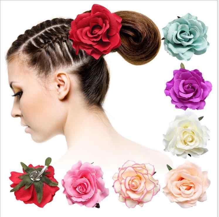 髪飾り 花 大きい ヘアクリップ バラ 薔薇 コサージュ ブローチ パーティー アクセサリー 装飾 華やか おしゃれ 衣装 結婚式 赤