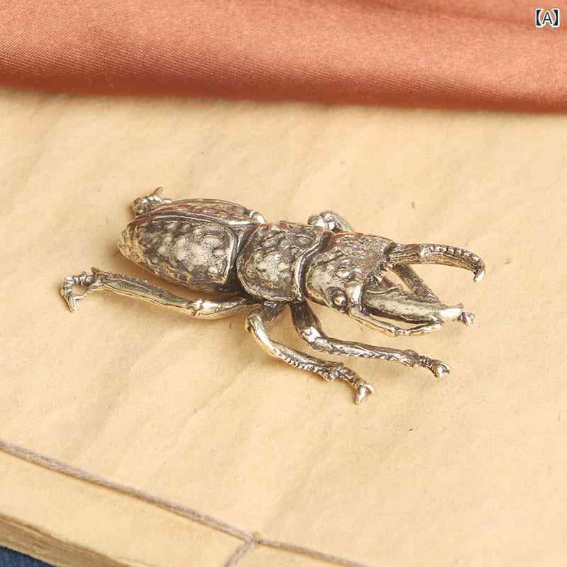 インテリア オブジェ 置物 真鍮 雑貨 カブトムシ 昆虫 クワガタ 装飾 コレクション 銅 飾り リビング デスク 工芸品 アンティーク調 シンプル 卓上 かっこいい 小さいの商品画像 2