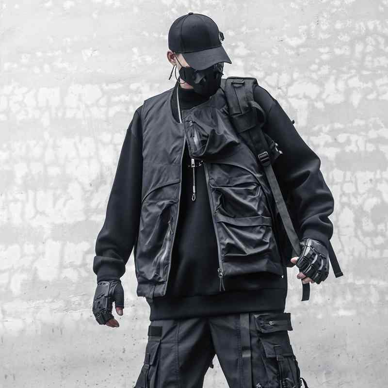 タクティカルベスト ポケット サバゲー メンズ おしゃれ カジュアル ニッチ スプライス マルチ 機能 キルティングジャケット ストリート 男性用(4.0)