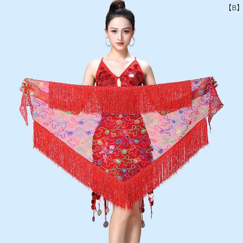 ヒップスカーフ ベリーダンス 衣装 大人 セクシー フリンジ 揺れる 刺繍 オリエン...