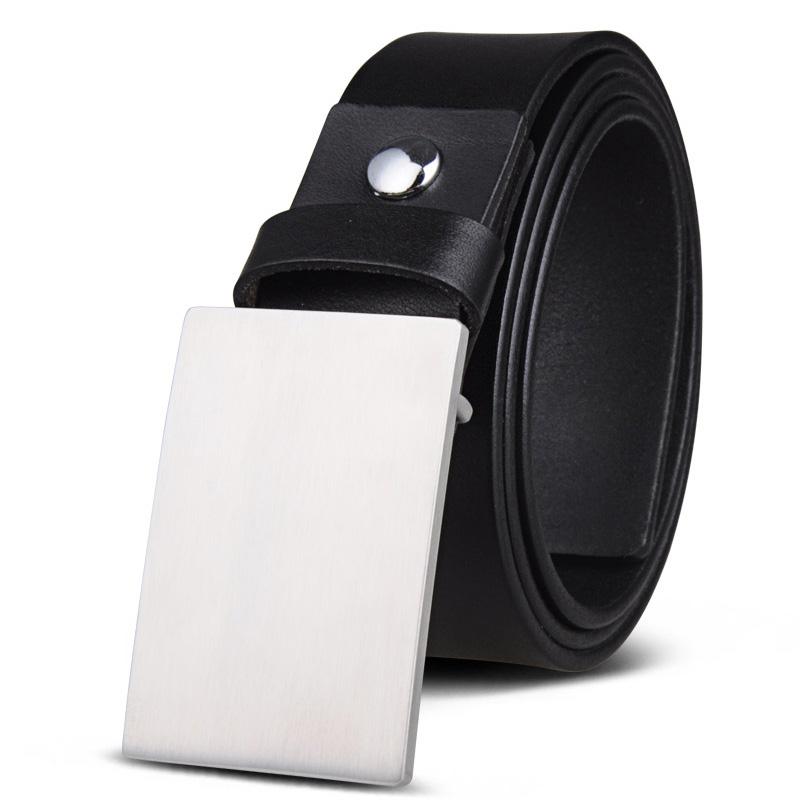 楽天フロントップ楽天市場店ベルト メンズ 大きいサイズ 韓国 牛革 ステンレス トップ式 バックル スクエア 耐久性 ビジネス シンプル クラシック おしゃれ 無地 黒 プレゼント