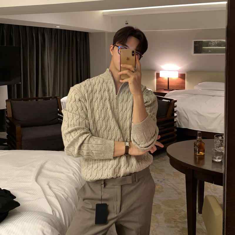 セーター メンズ おしゃれ ニット 長袖 スタンドカラー ハーフジップ 柔らかい ゆったり 秋冬 トップス..