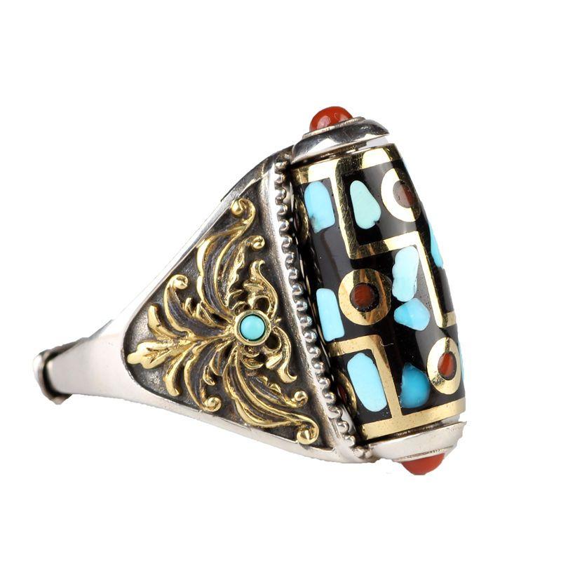 エスニック アクセサリー メンズ 男性 レディース 女性 指輪 リング ビーズ 360度 回転 式 ハンドメイ..