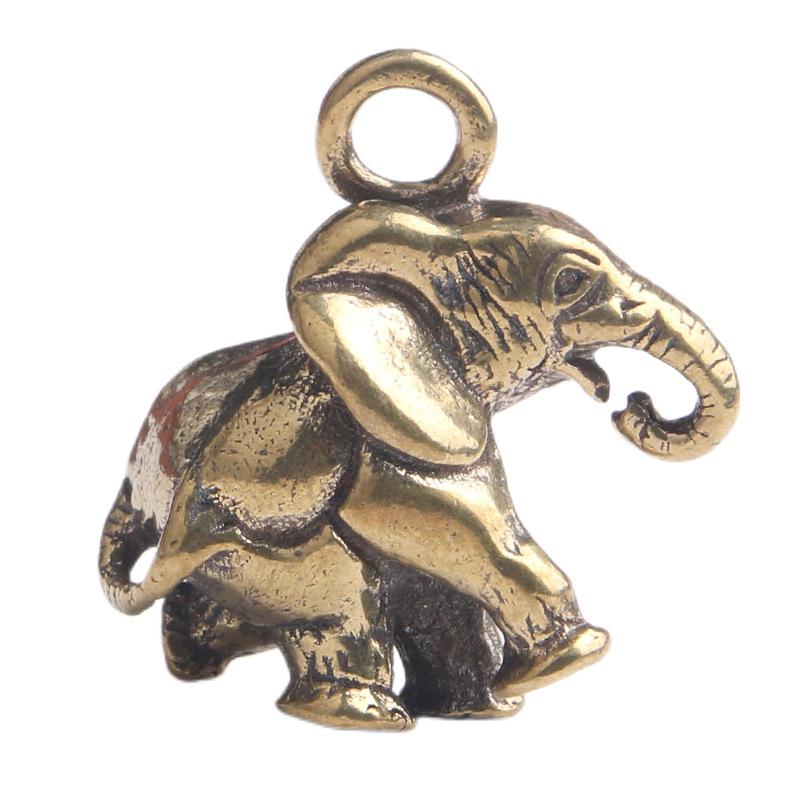 Pendant Tops - 真鍮 キーホルダーパーツ ペンダントトップ アンティーク調 アクセサリー 縁起物 開運 銅 工芸品 彫刻 小物 小さめ 象 コレクション おしゃれ