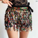 ベリーダンス ヒップスカーフ レディース スパンコール キラキラ アクセサリー 小物 腰巻き フリンジ ステージ衣装 練習着 発表会 おしゃれ 黒 赤 黄色