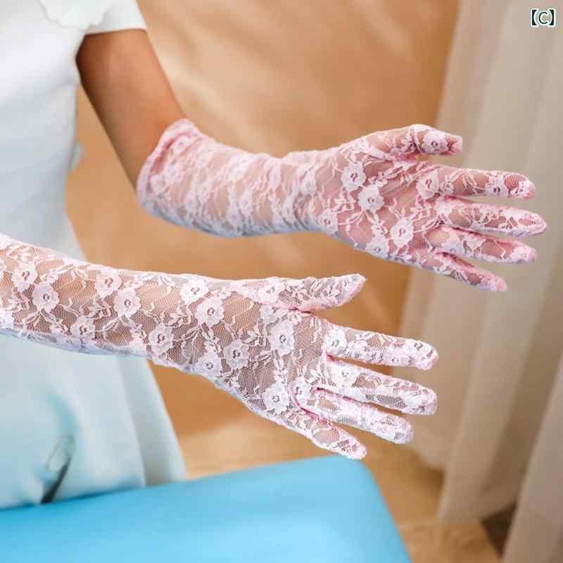 グローブ シースルー 手袋 レディース レース ロング フラワー セクシー メッシュ ドレス ウェディング 結婚式 スマホ対応 ピンク カーキ グレー