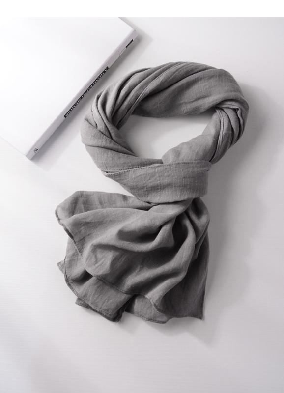 スカーフ メンズ 大人 韓国 普段使い 風よけ 薄手 ロング 長方形 綿 麻 カジュアル シンプル 無地 おし..