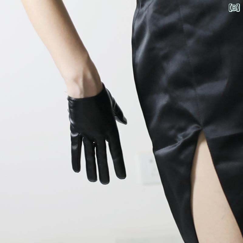 レザー グローブ レディース ロング ショート PU ゆったり 手袋 合皮 スマホ対応 セクシー 撮影用 コスプレ フェイクレザー 無地 黒 白 ピンク