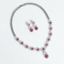 結婚式 アクセサリー セット ピアス ネックレス ディナー セレモニー パーティー 豪華 カラフル ブライダル 2点 メッキ キラキラ ゴージャス 水滴型 緑 白 赤