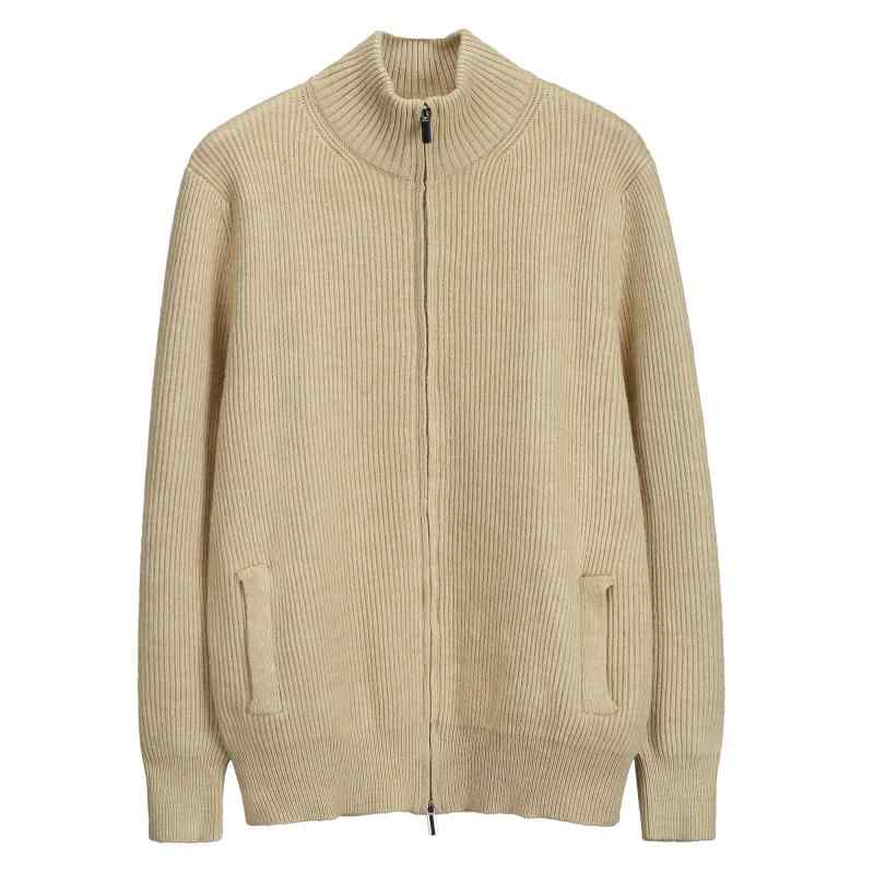 カーディガン メンズ 大人 レトロ スタンドカラー ジッパー 長袖 暖かい 秋 普段使い 外出用 大きいサイズ カジュアル シンプル 無地 黒 グレー アプリコット