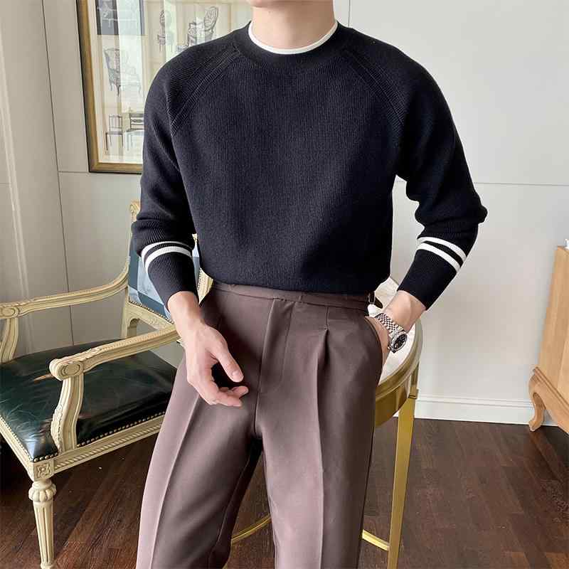 ニット メンズ セーター 厚手 ラウンドネック 韓国 秋冬 ラグランスリーブ シンプル カジュアル 普段使い アウトドア 暖かい 柔らかい ..