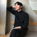 ニット メンズ セーター 厚手 ハイネック 韓国 シンプル 無地 カジュアル 長袖 普段使い ビジネス レジャー 柔らかい 秋冬 黒 茶 グレー 暖かい