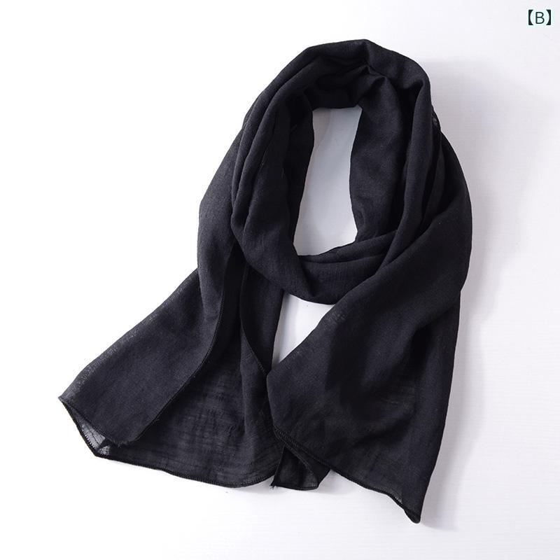 スカーフ 薄手 夏用 小さめ 長方形 ネックガード 装飾 ユニセックス カジュアル おしゃれ 冷房 日焼け対策 通気性 シンプル 無地 黒
