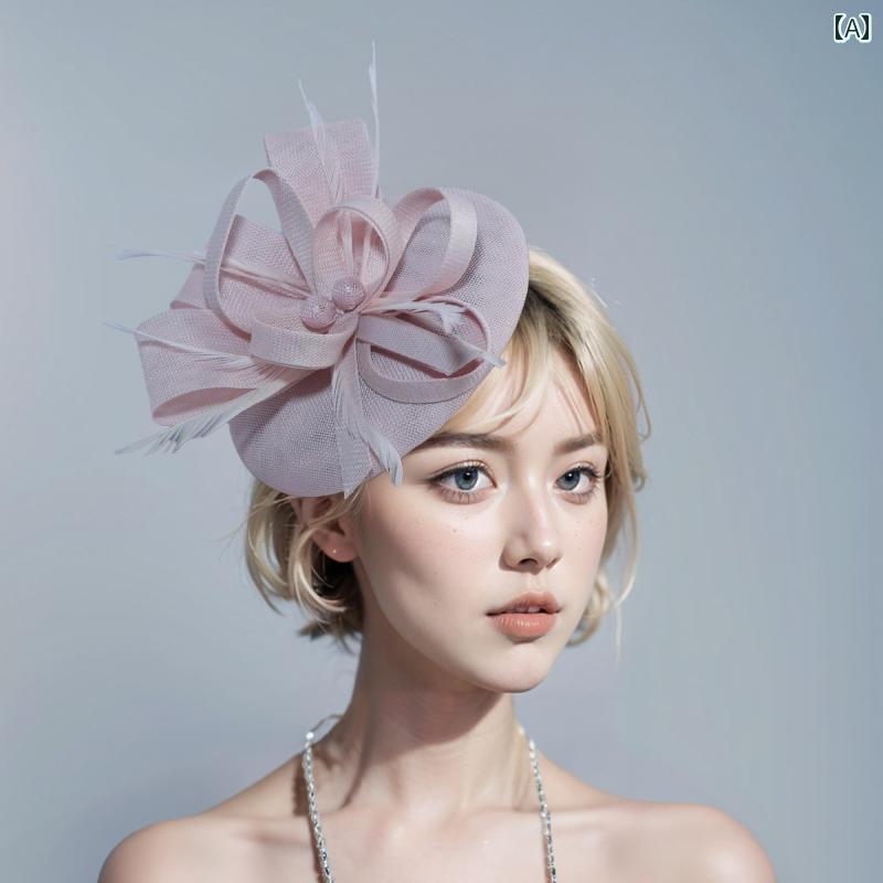 トーク帽子 レディース ヘアアクセ ミニハット 大人 上品 エレガント レトロ 英国風 秋 フェザー リボ..