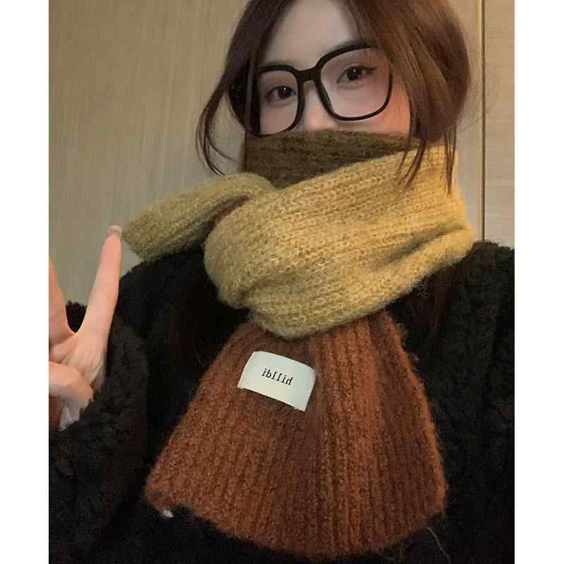 レディース マフラー 防寒 韓国 秋冬 ショール 暖かい ニット フリーサイズ 保温 厚手 シンプル カジュアル 普段使い お出かけ 通学 通勤 おしゃれ 白 黒 キャメル