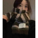 レディース マフラー 防寒 ストライプ 冬 ショール 韓国 ネックカバー 防風 厚手 暖かい 保温 フリーサイズ カジュアル 普段使い お出かけ 通学 おしゃれ ピンク 黄色 青(4)