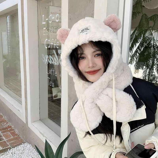 帽子 レディース カップル 秋冬 クマ ツーインワン ネックウォーマー 暖かい もこもこ 防寒 かわいい ストリート ピンク 白 ベージュ フリーサイズ プレゼント 誕生日 クリスマス 帽子 レディース カップル 秋冬 クマ ツーインワン ネックウォーマー 暖かい もこもこ 防寒 かわいい ストリート ピンク 白 ベージュ フリーサイズ プレゼント 誕生日 クリスマス